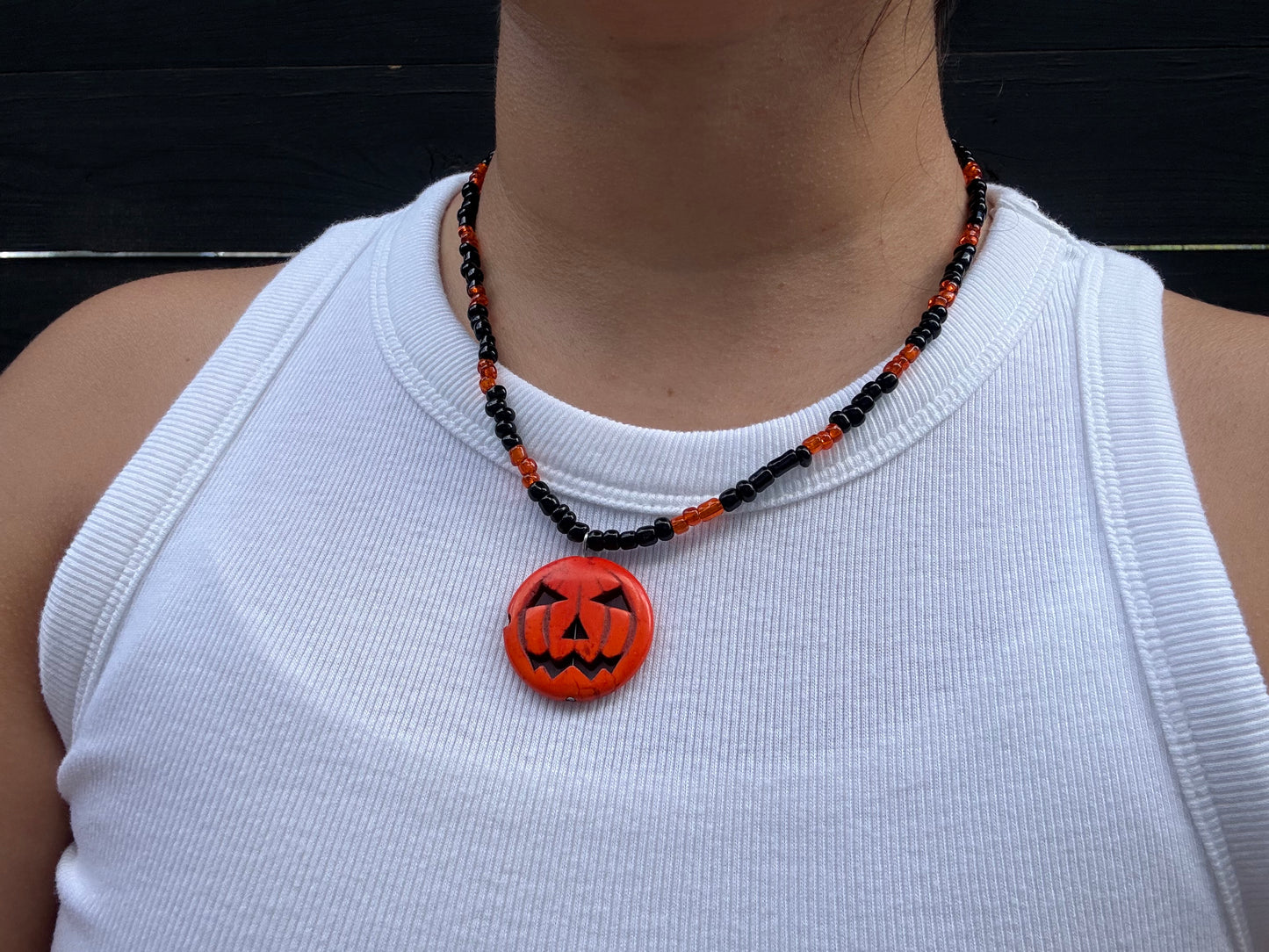 Jack O Lantern Beaded Necklace