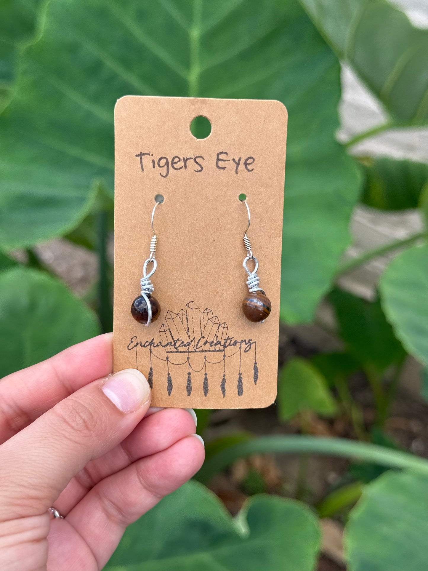 Tiger Eye Crystal Dangle Earrings