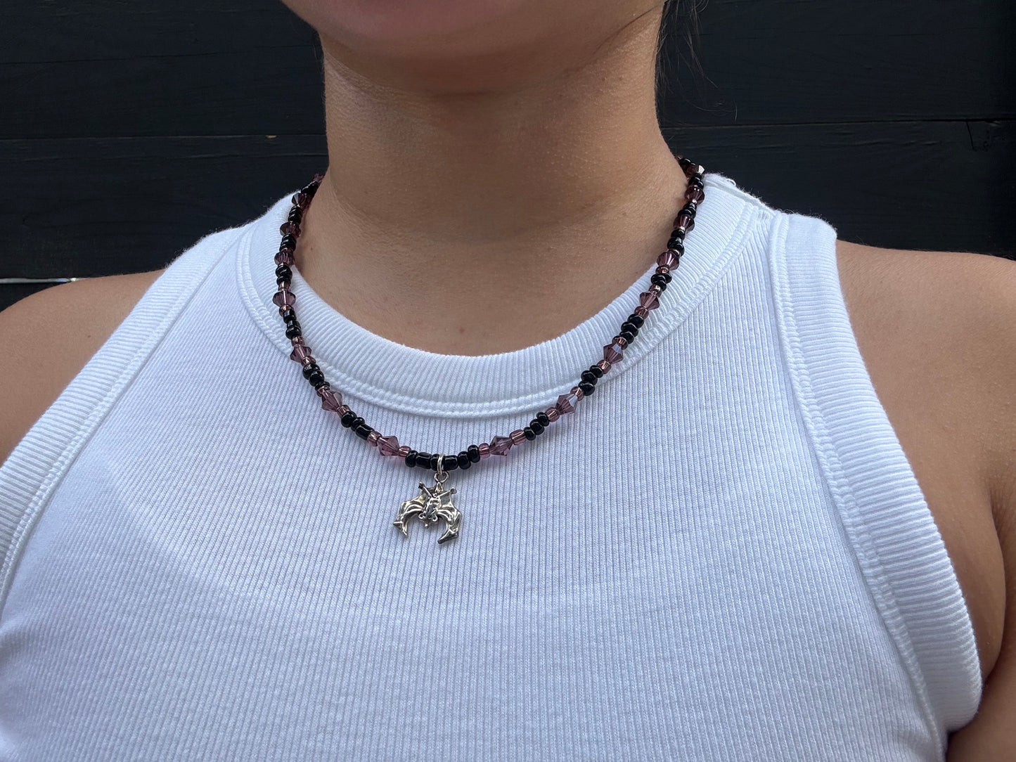 Bat Charm Beaded Necklace