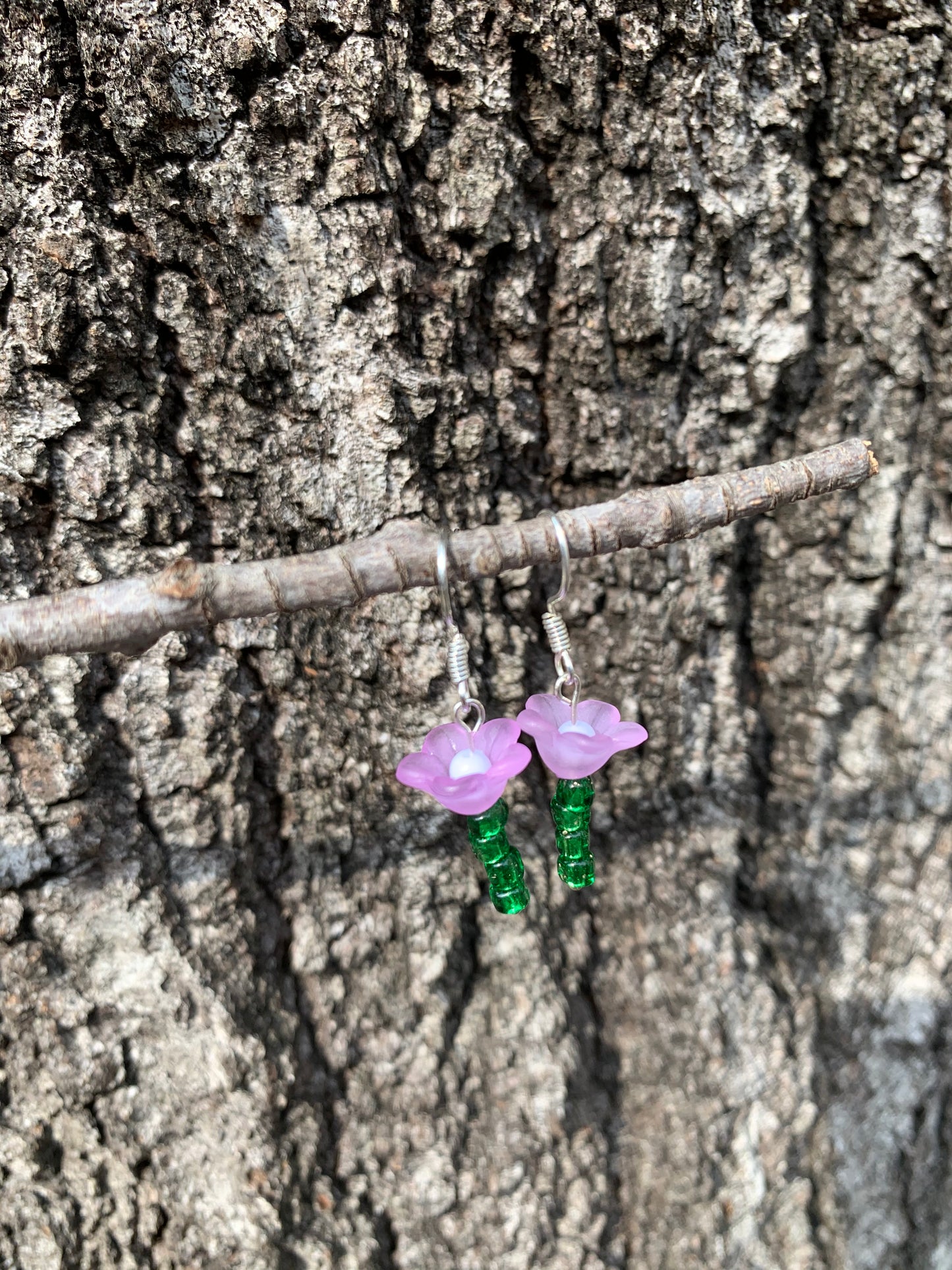 Flower Stem Dangle Earrings