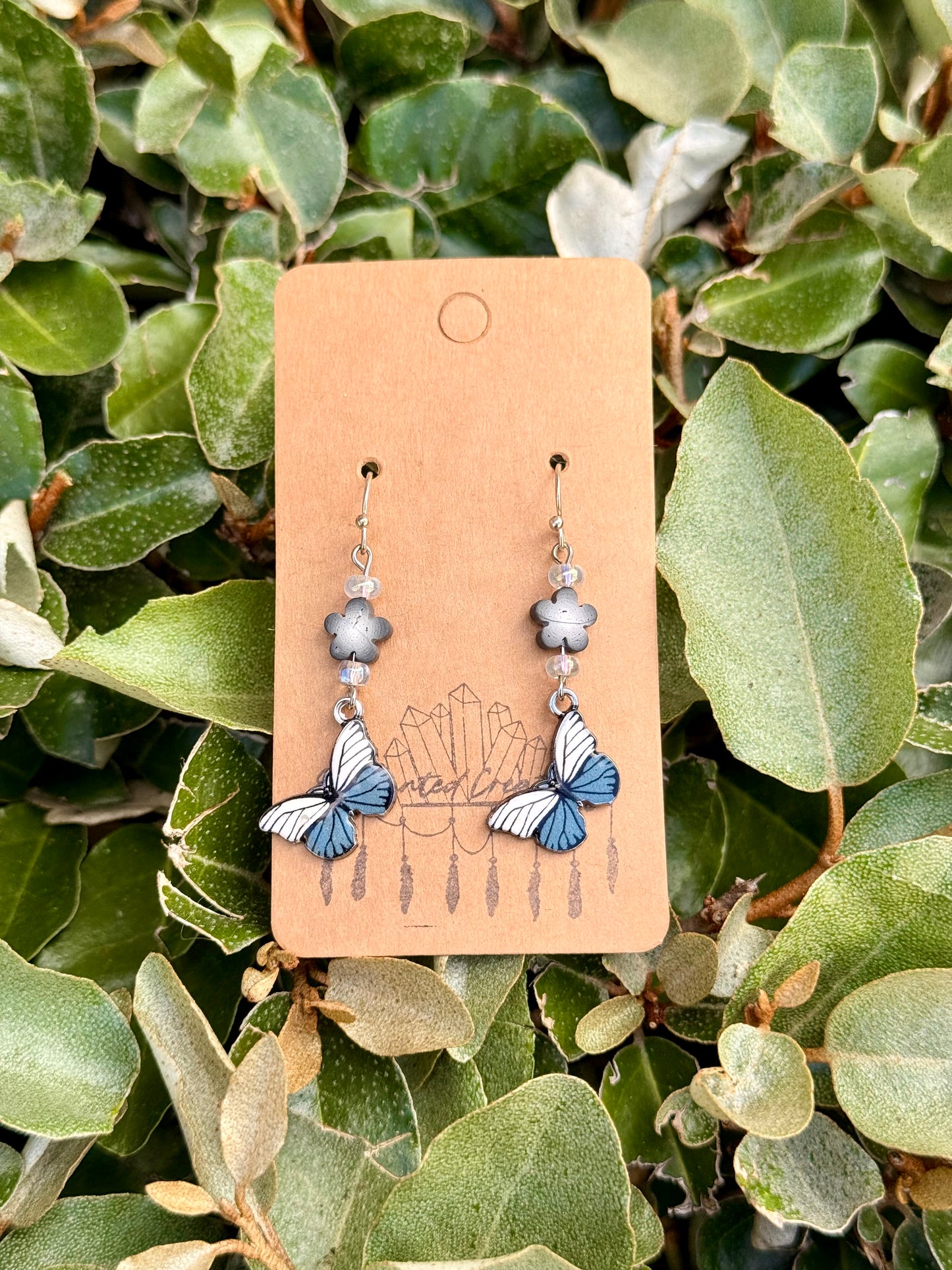 Colorful Butterfly and Flower Dangle Earrings