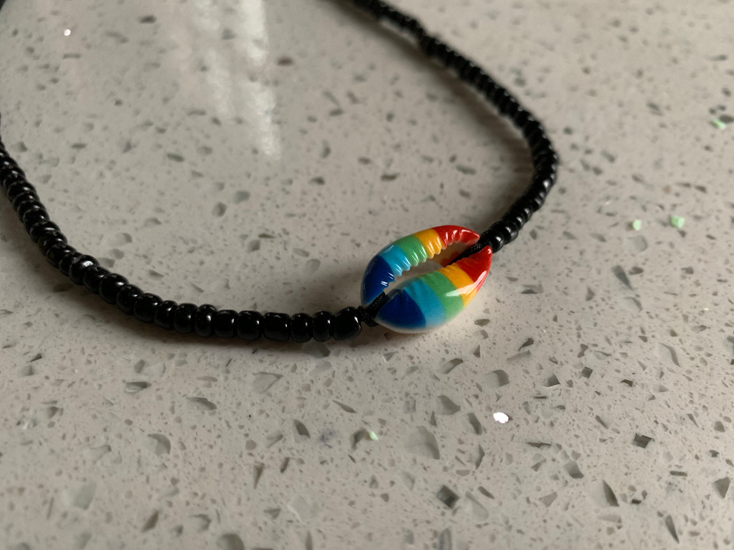 Rainbow Cowrie Beaded Necklace and Bracelet Set