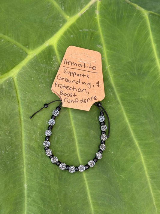 Rose Hematite Crystal Adjustable Bracelet