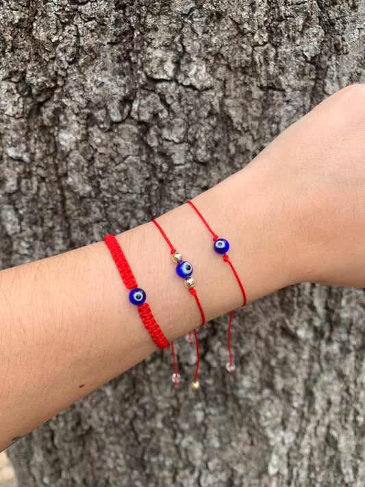 Glass Evil Eye Protection Adjustable Bracelet