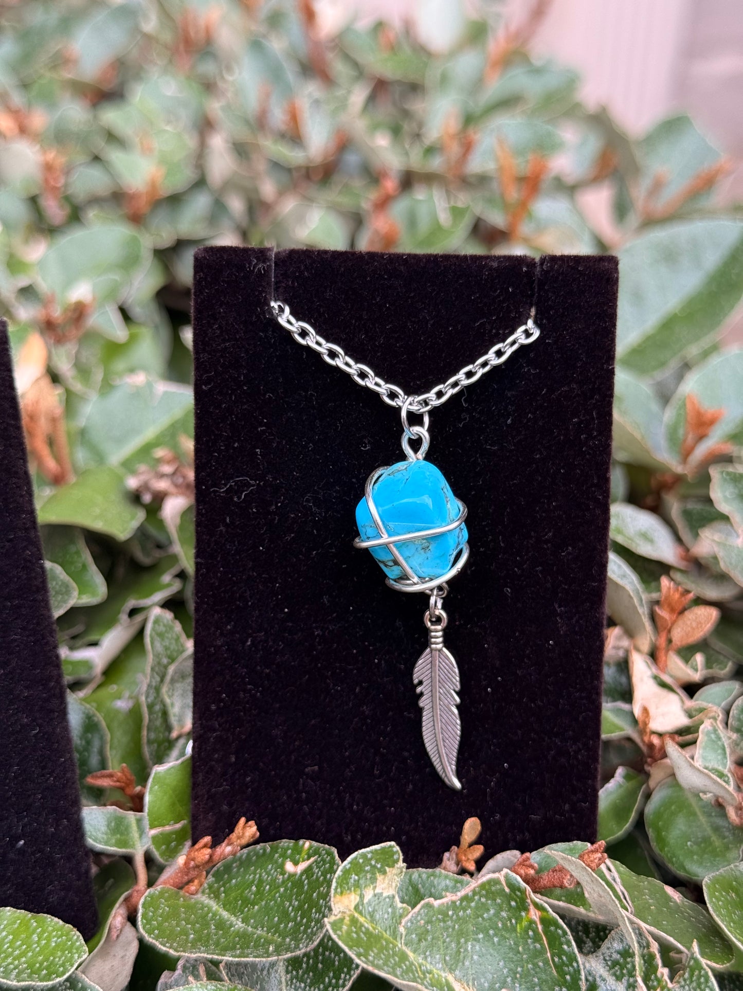 Wire Wrapped Blue Turquoise Necklace