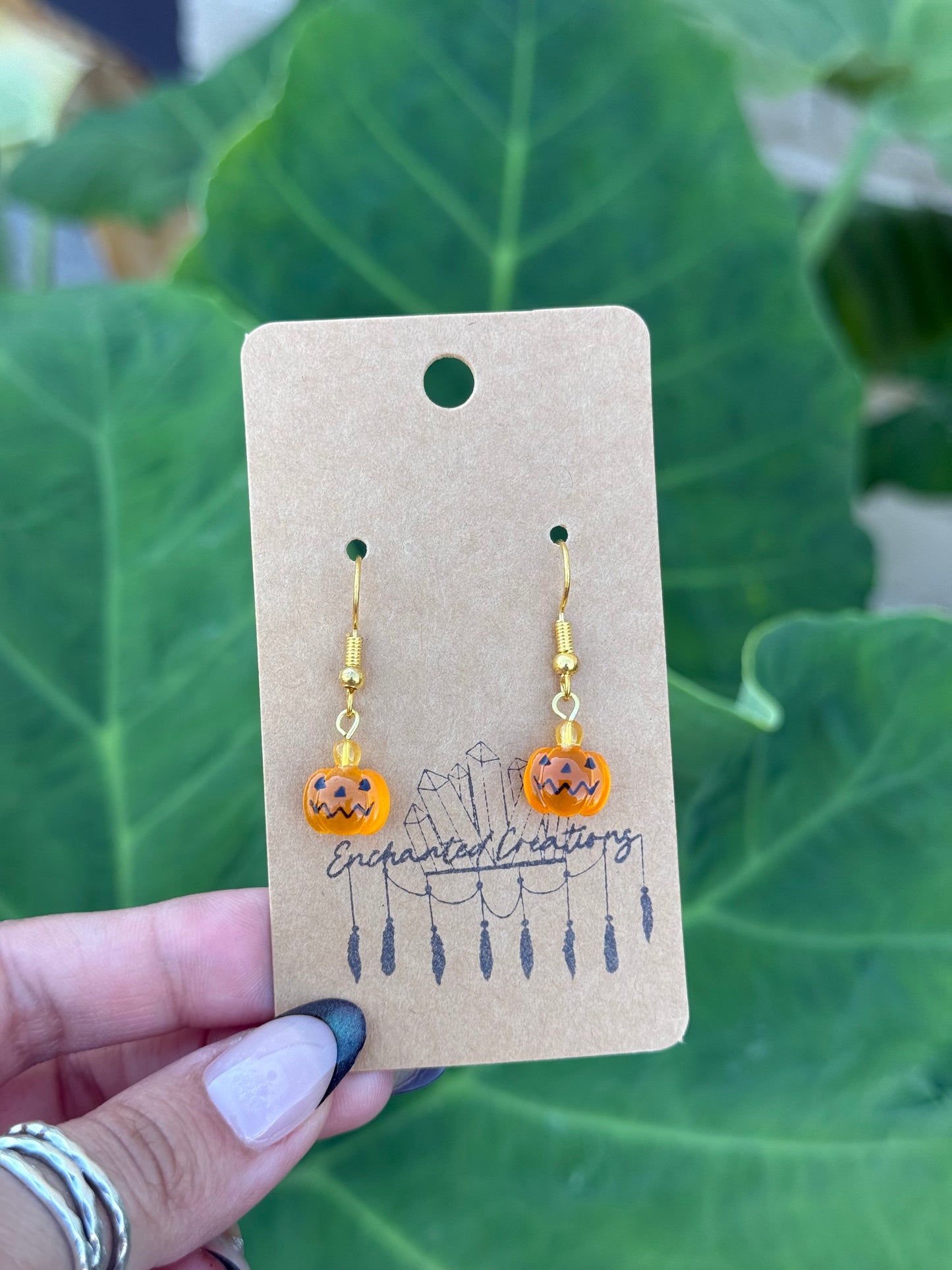 Jack O Lantern Pumpkin Dangle Earrings