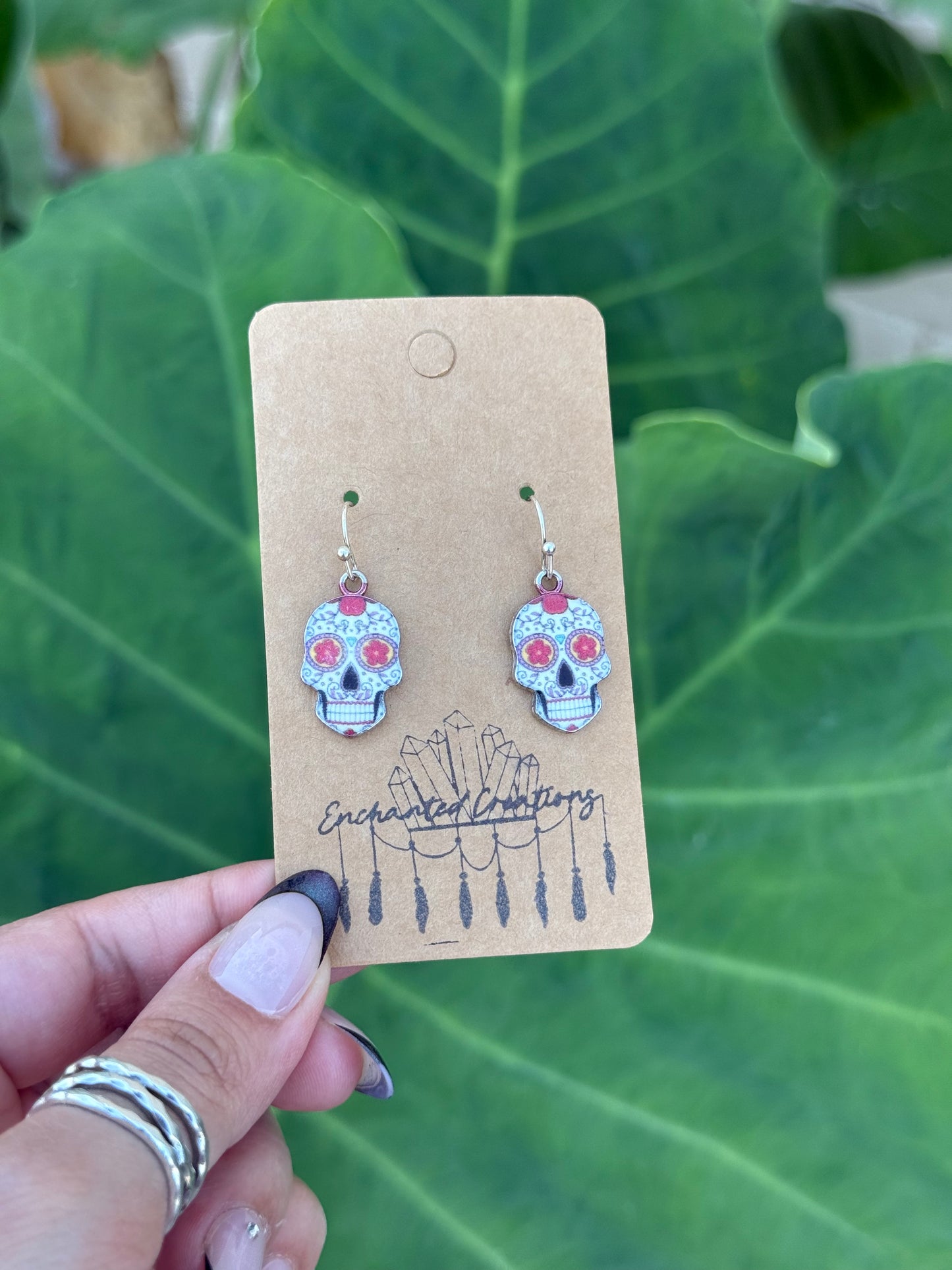 Día de Los Muertos Sugar Skull Dangle Earrings