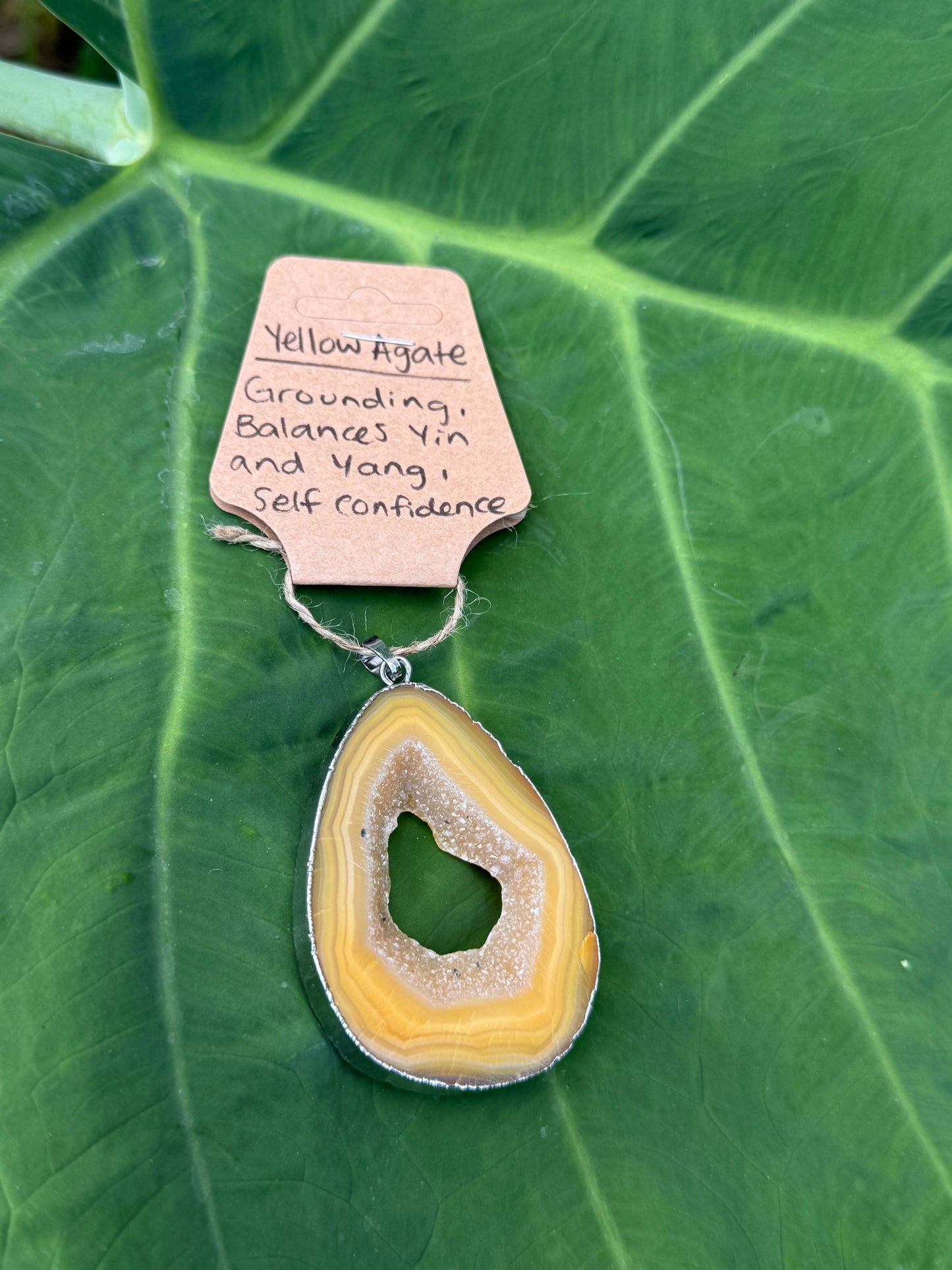 Yellow Agate Crystal Pendant and Necklace