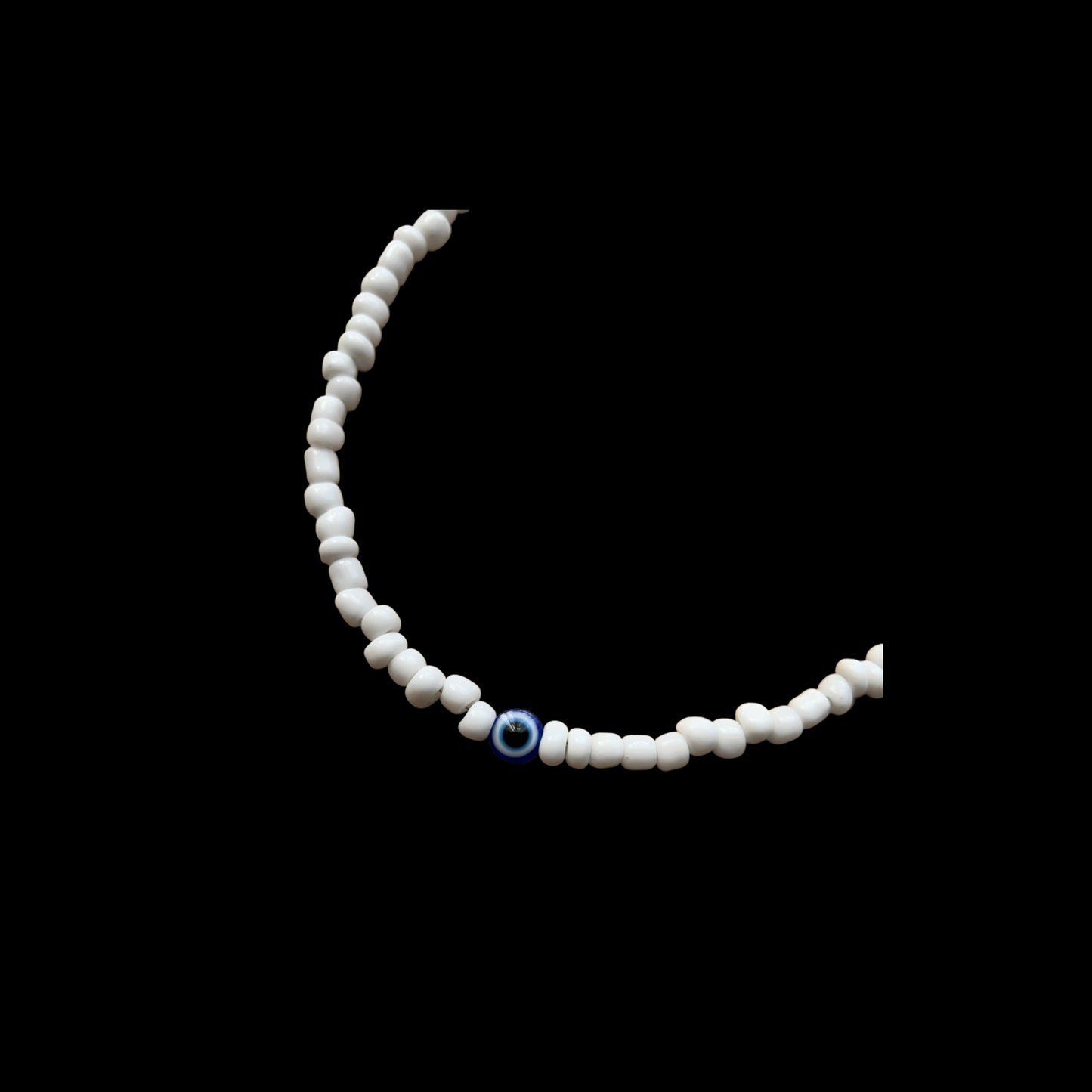 White Beaded Evil Eye Protection Necklace
