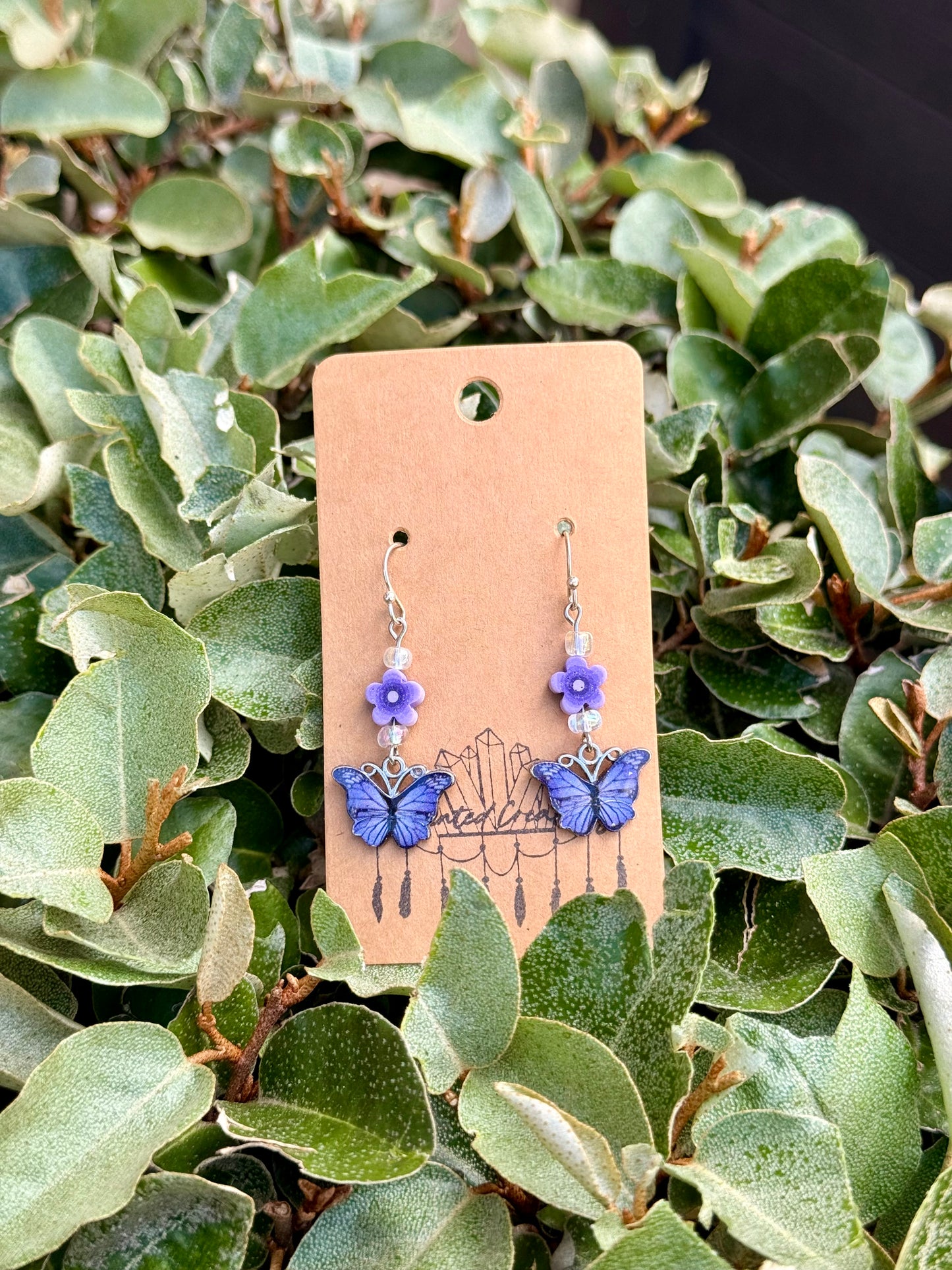 Colorful Butterfly and Flower Dangle Earrings