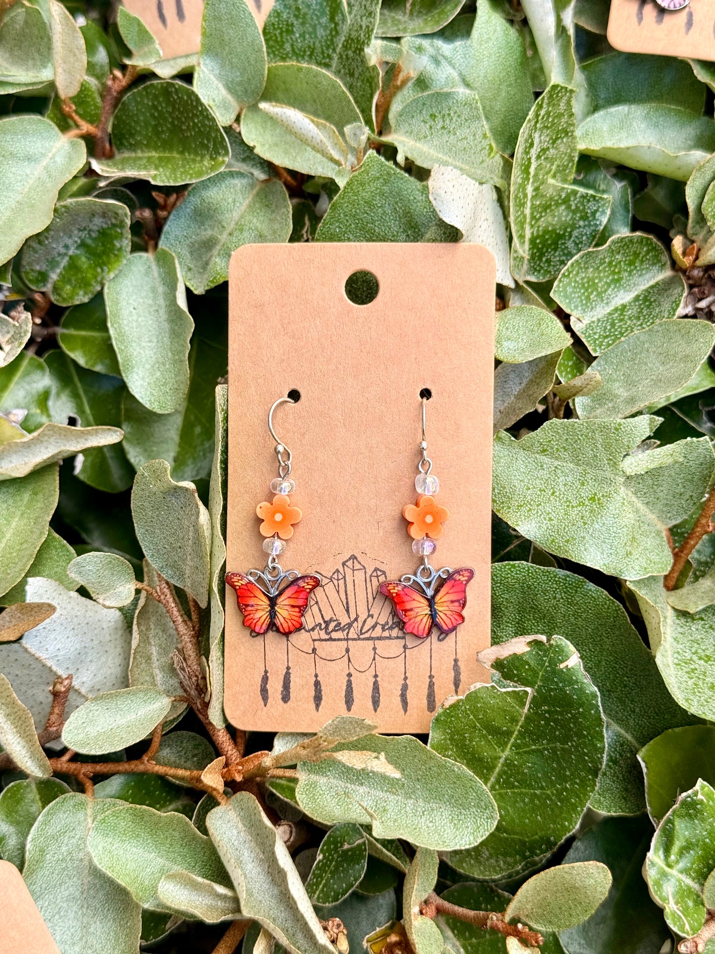 Colorful Butterfly and Flower Dangle Earrings