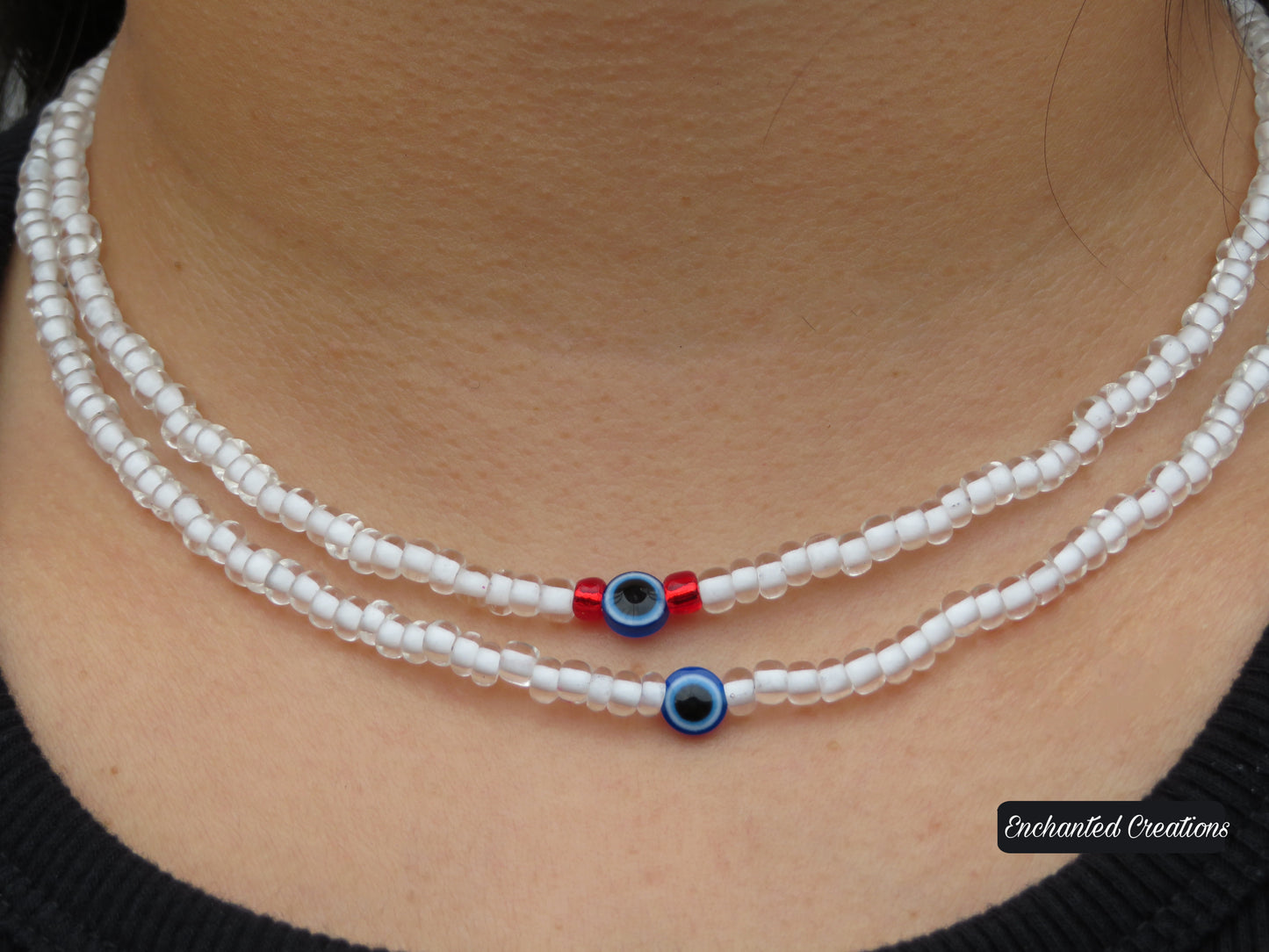 Clear White Evil Eye Protection Necklace