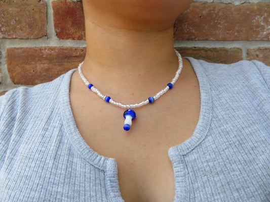 Blue Mushroom Necklace