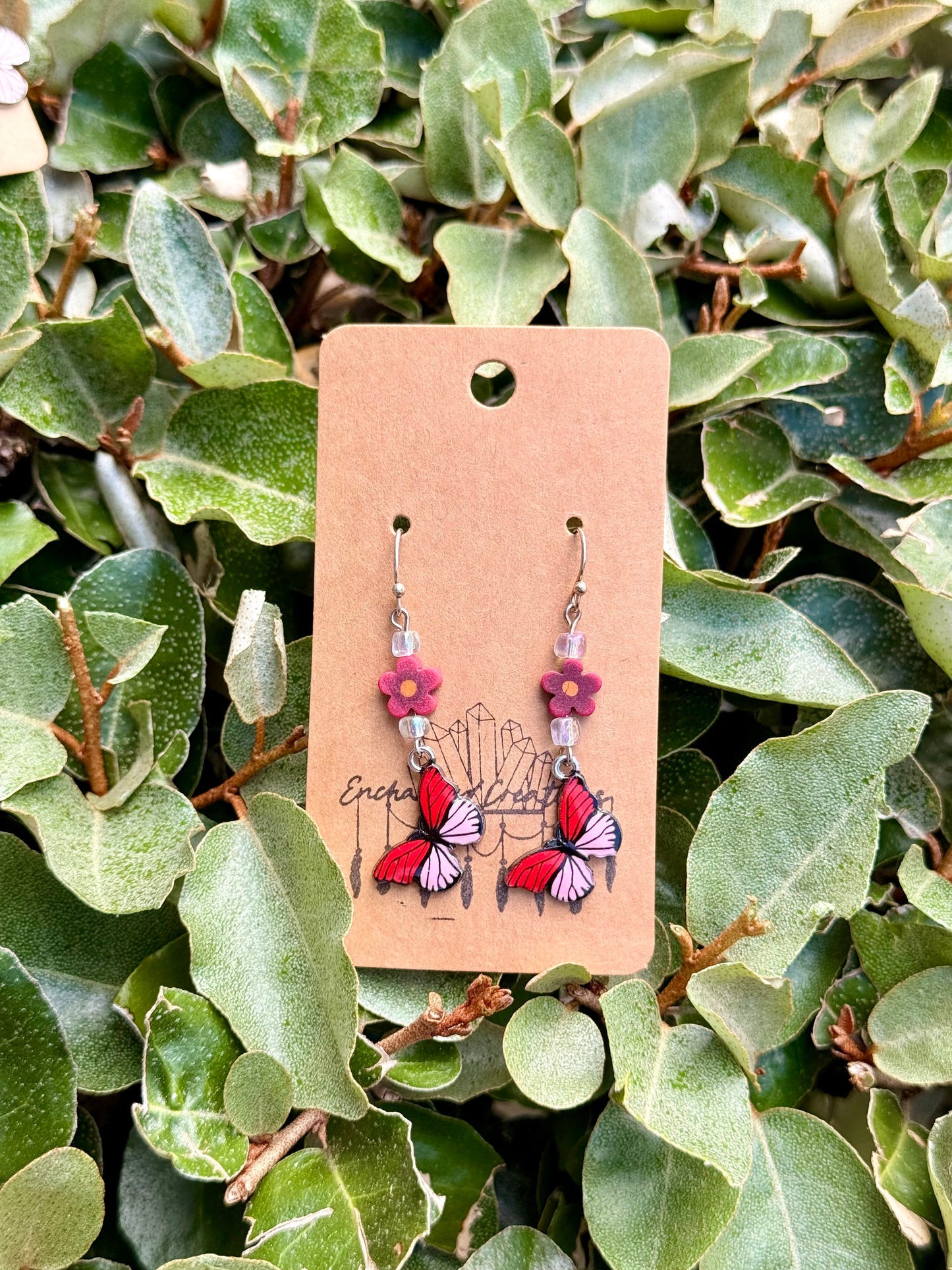 Colorful Butterfly and Flower Dangle Earrings