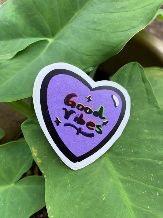 Purple Heart Good Vibes Sticker