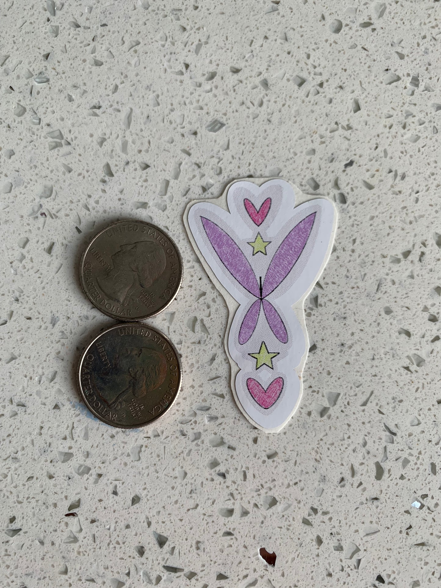 Heart Star Butterfly Sticker