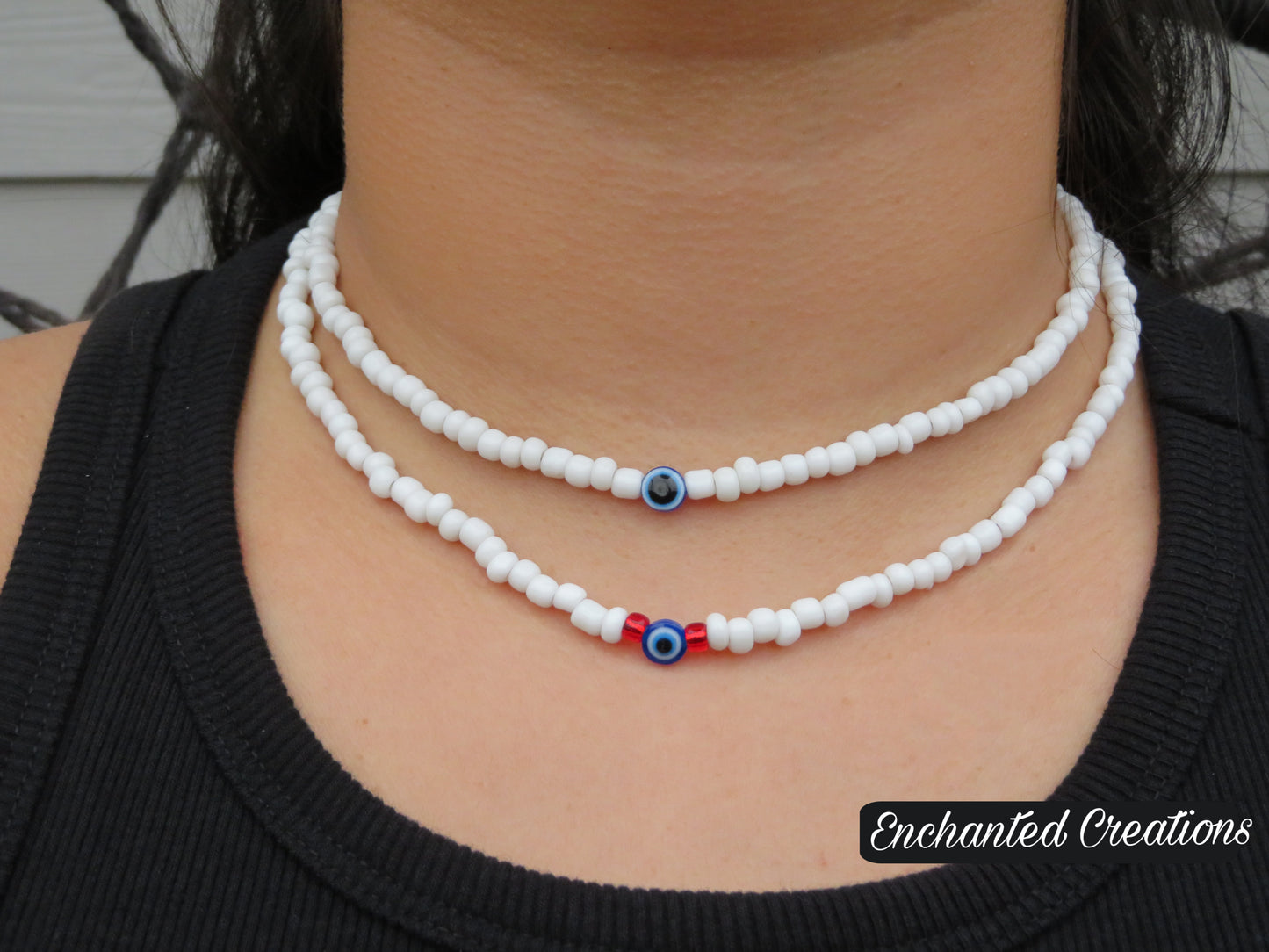 White Evil Eye Protection Necklace