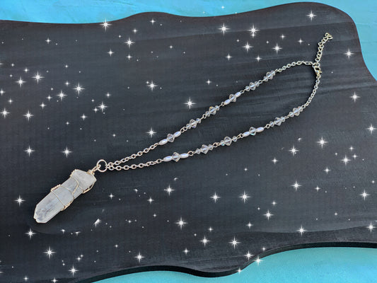 Clear Quartz Beaded Chain Necklace