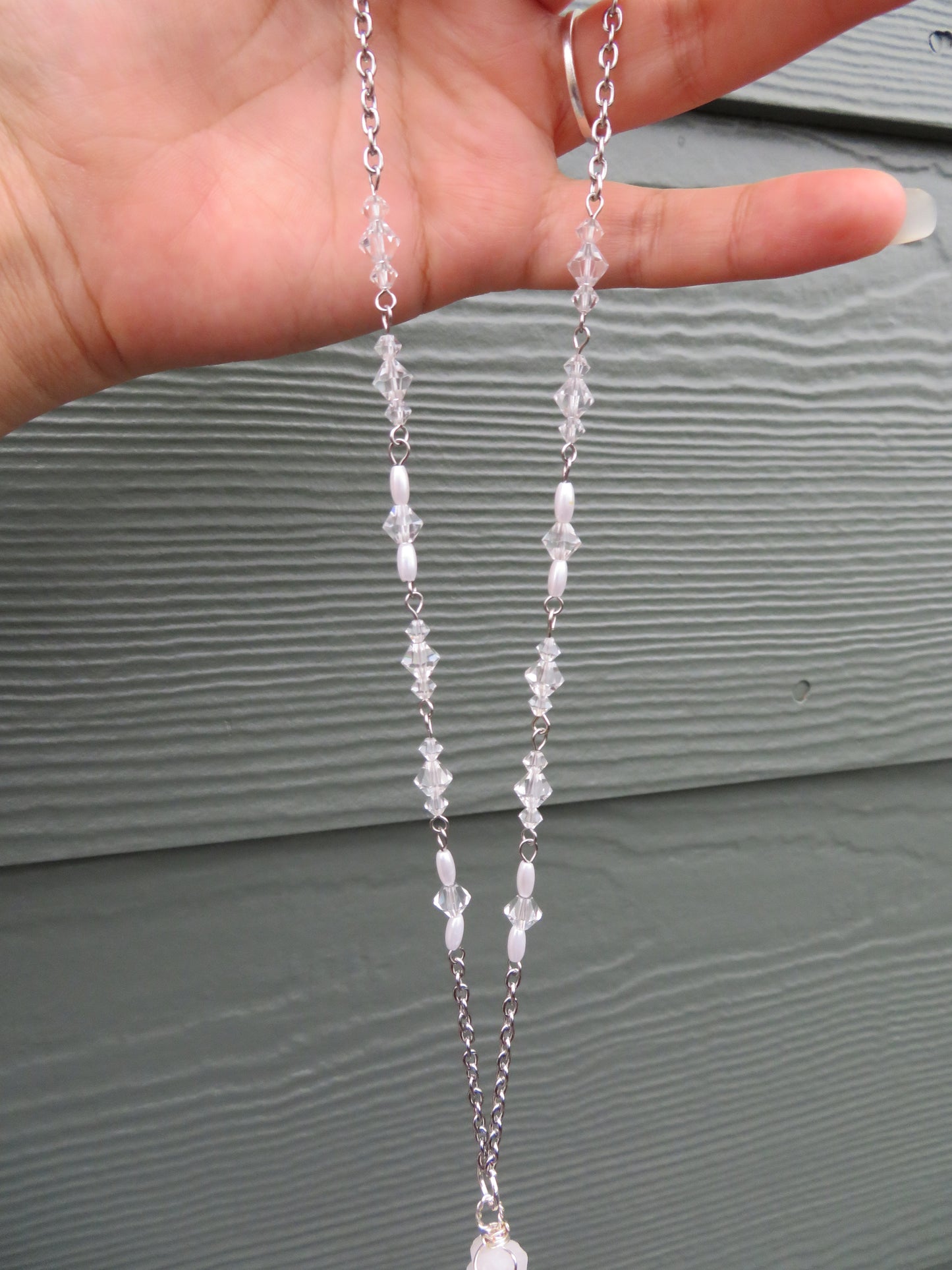 Clear Quartz Beaded Chain Necklace