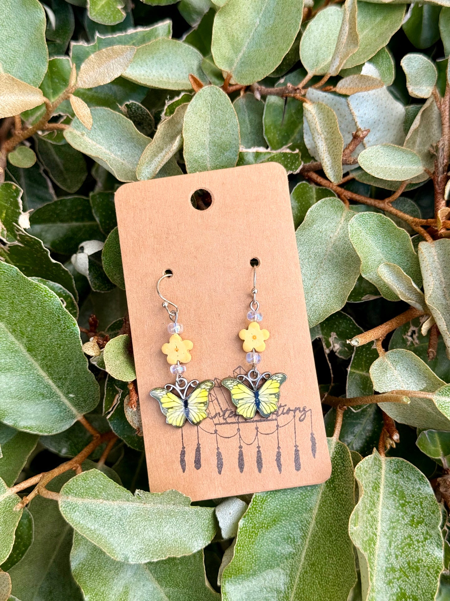 Colorful Butterfly and Flower Dangle Earrings