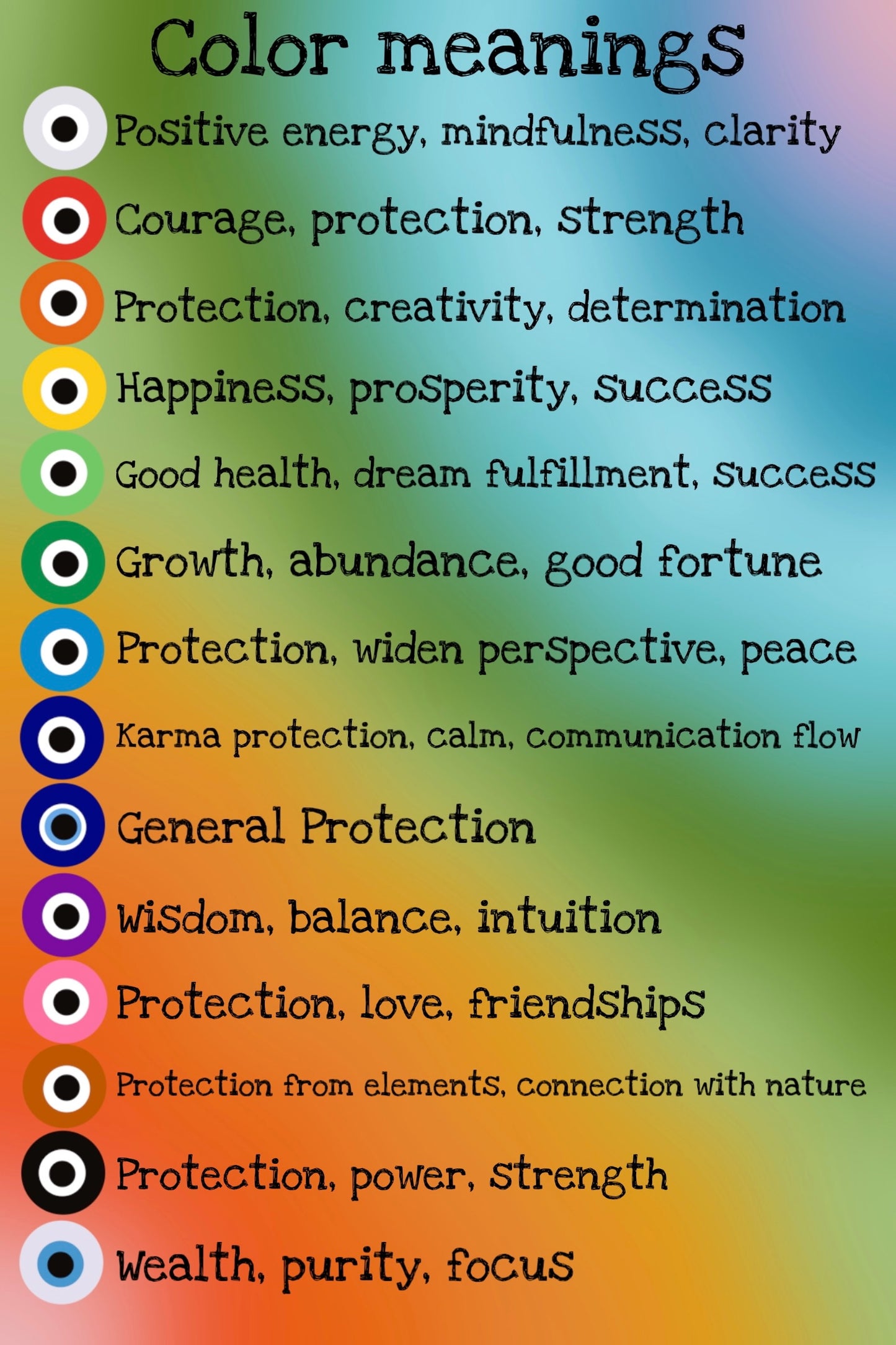 Multicolored Evil Eye Protection Adjustable Bracelet