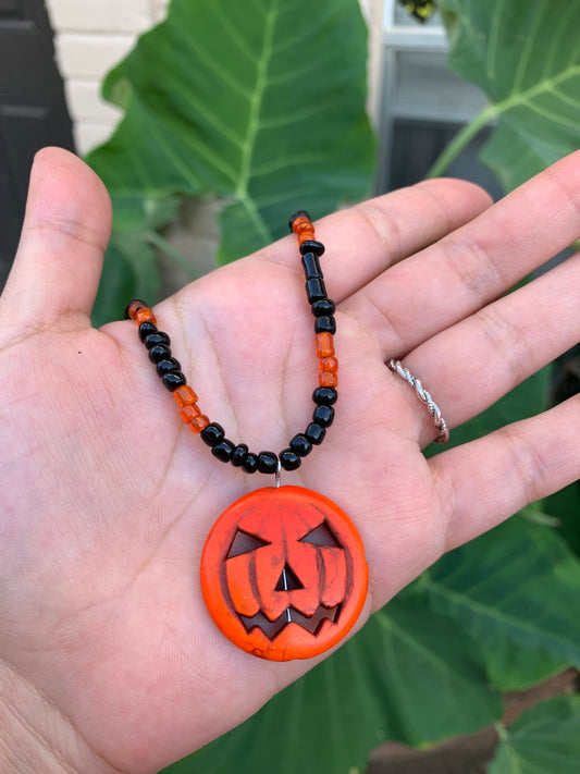 Jack O Lantern Beaded Necklace