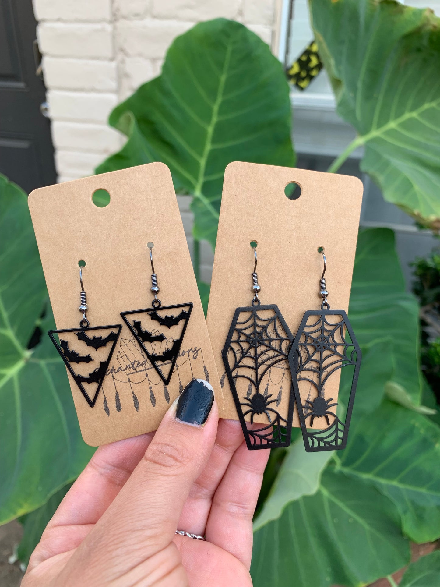 Bat and Spider Halloween Dangle Earrings