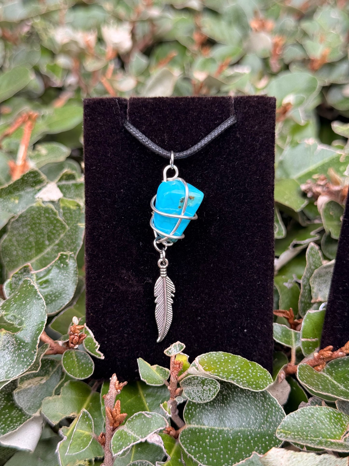 Wire Wrapped Blue Turquoise Necklace