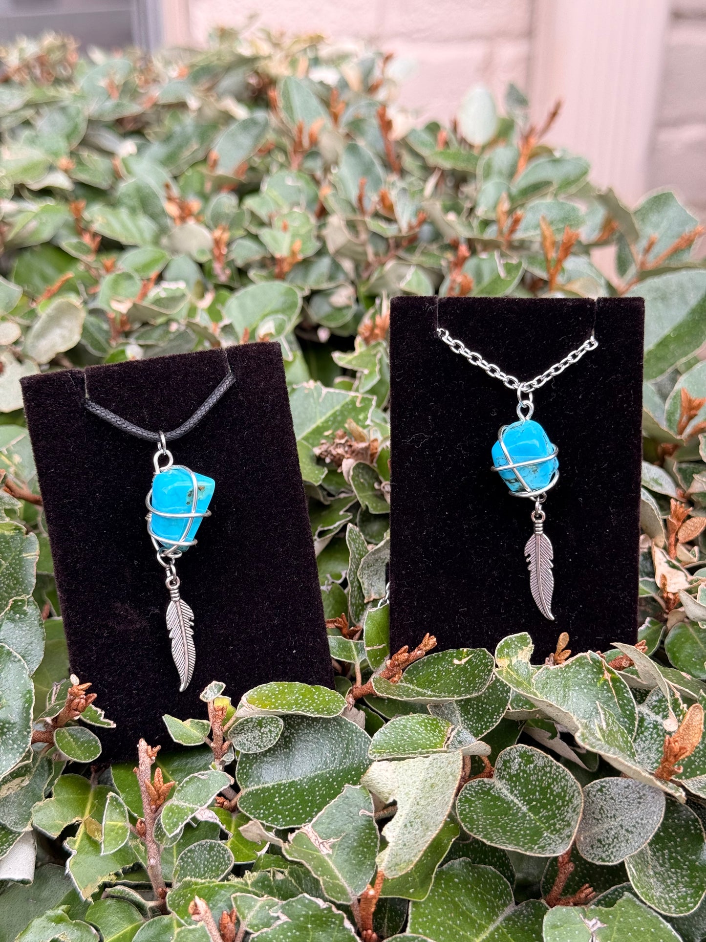 Wire Wrapped Blue Turquoise Necklace