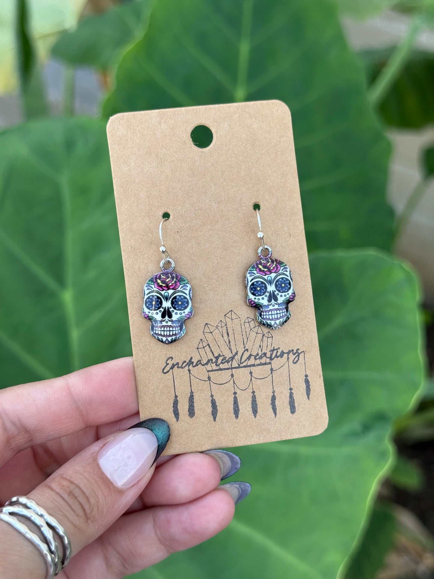 Día de Los Muertos Sugar Skull Dangle Earrings