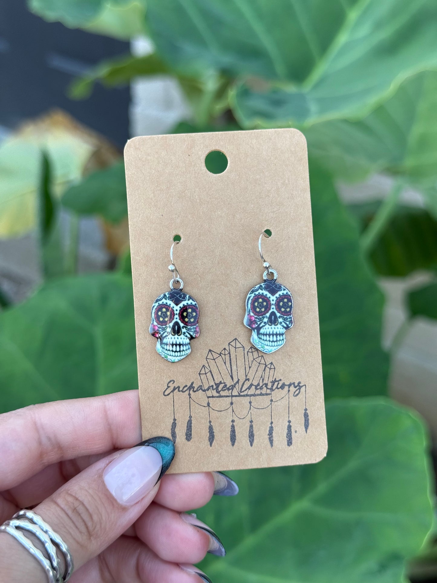 Día de Los Muertos Sugar Skull Dangle Earrings