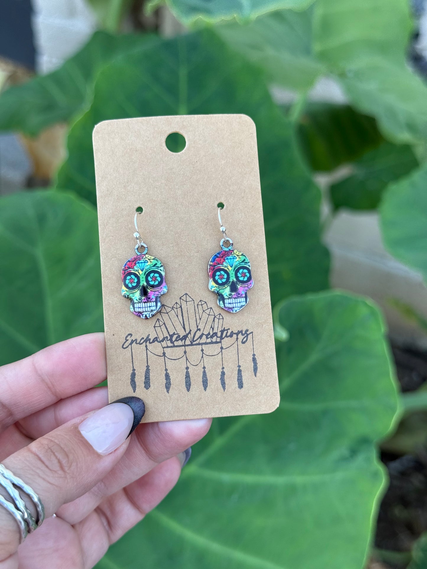 Día de Los Muertos Sugar Skull Dangle Earrings