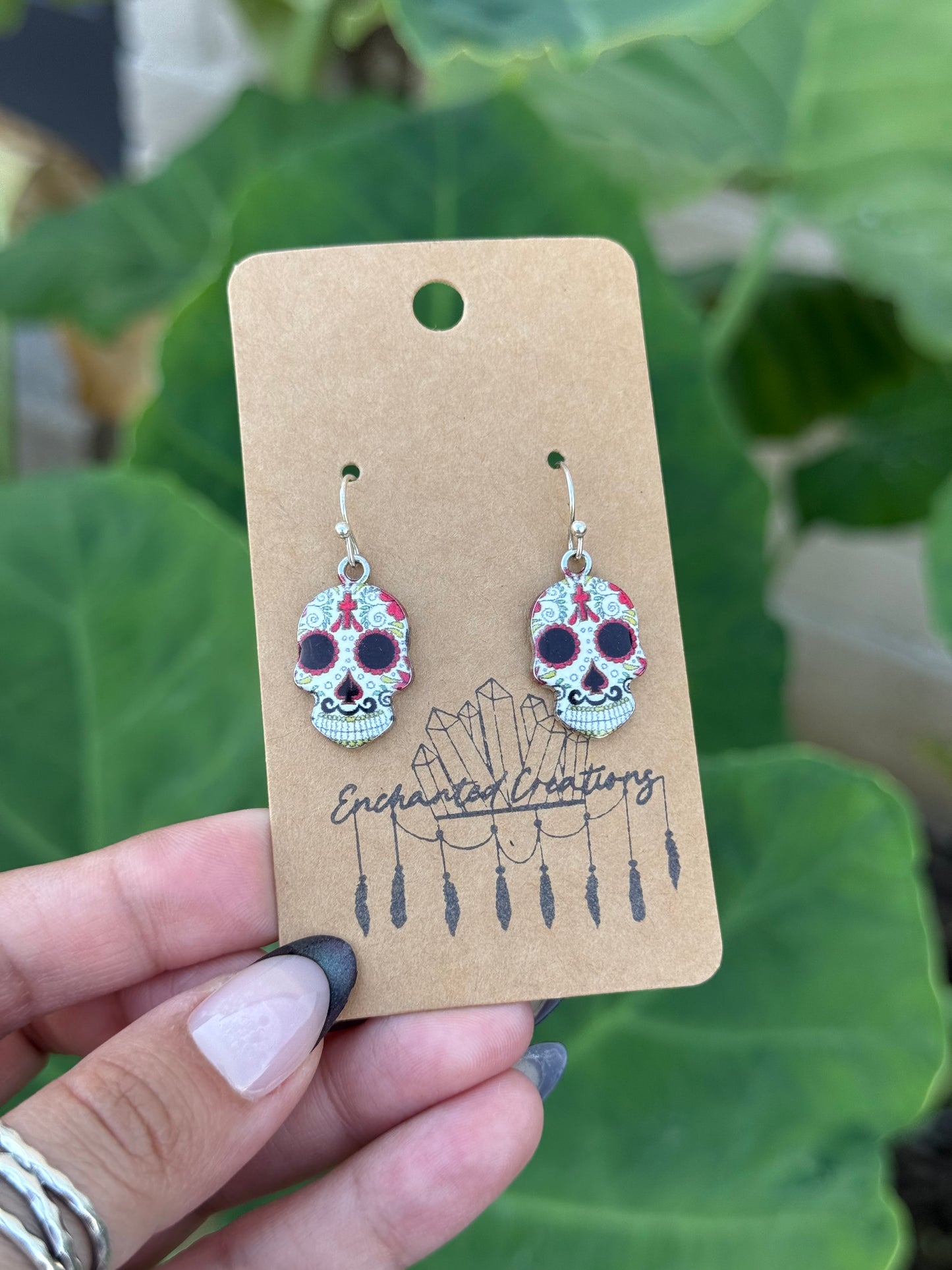 Día de Los Muertos Sugar Skull Dangle Earrings