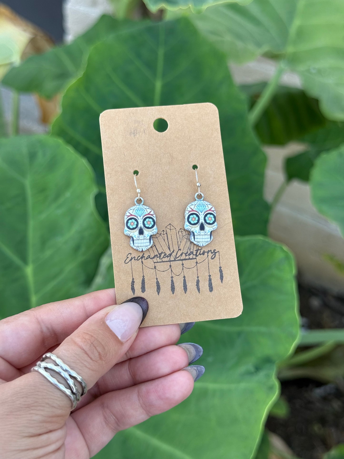 Día de Los Muertos Sugar Skull Dangle Earrings