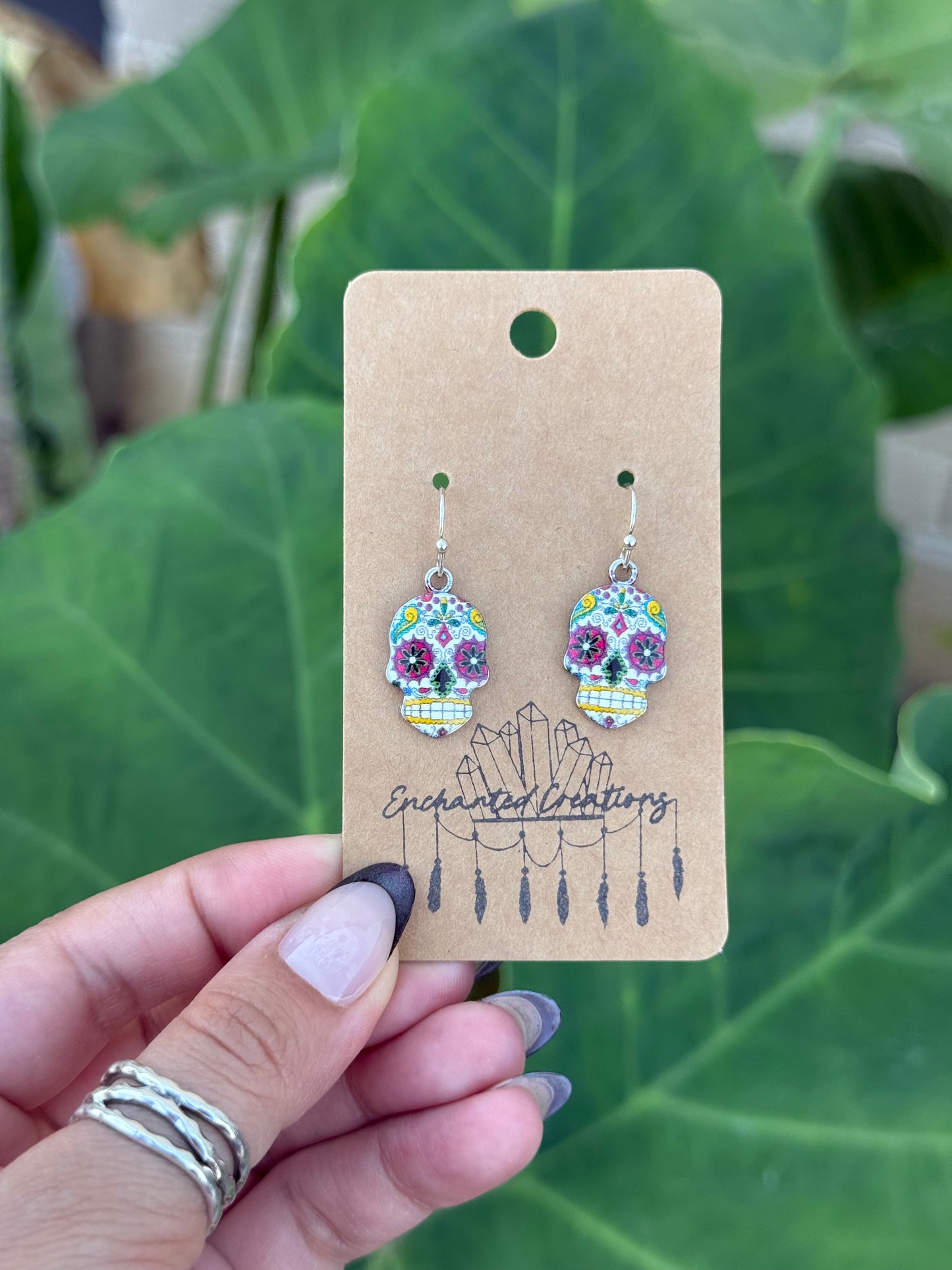 Día de Los Muertos Sugar Skull Dangle Earrings
