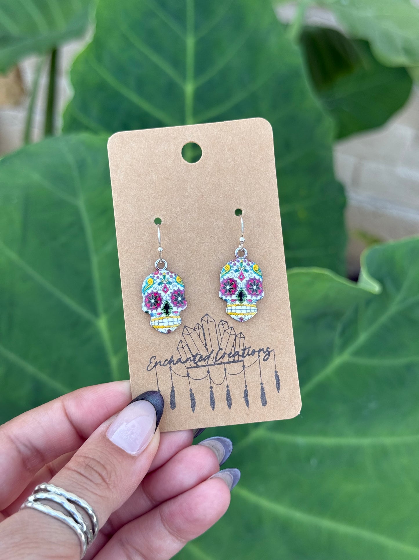 Día de Los Muertos Sugar Skull Dangle Earrings