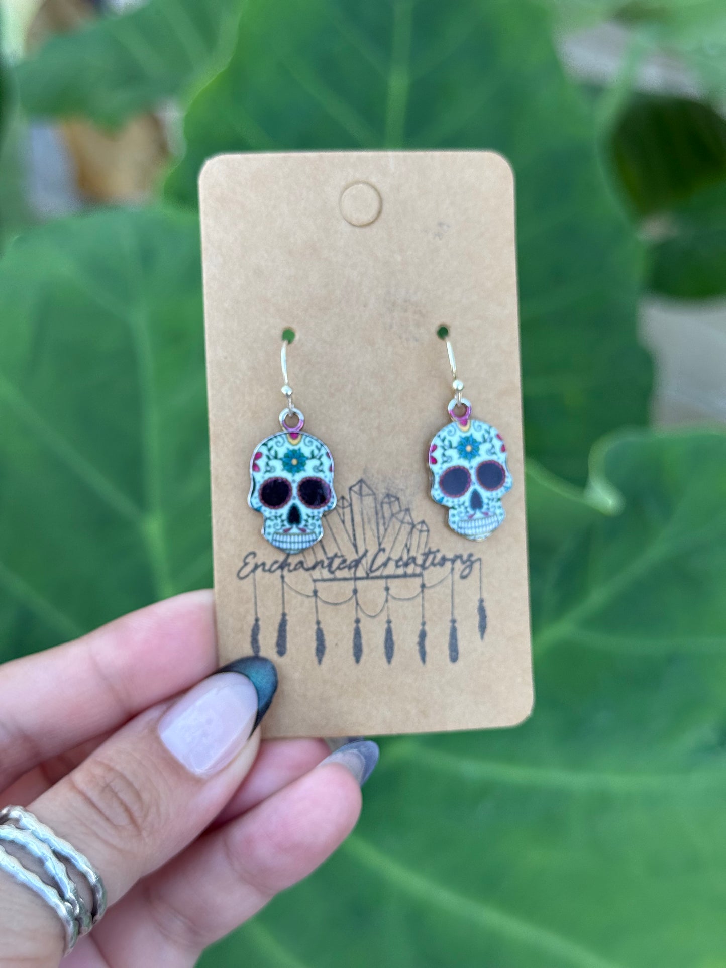 Día de Los Muertos Sugar Skull Dangle Earrings
