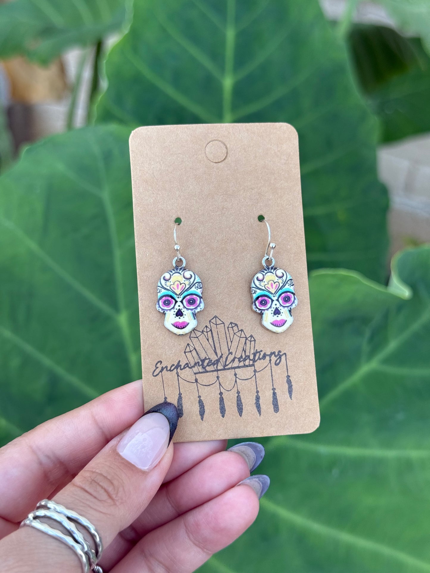 Día de Los Muertos Sugar Skull Dangle Earrings