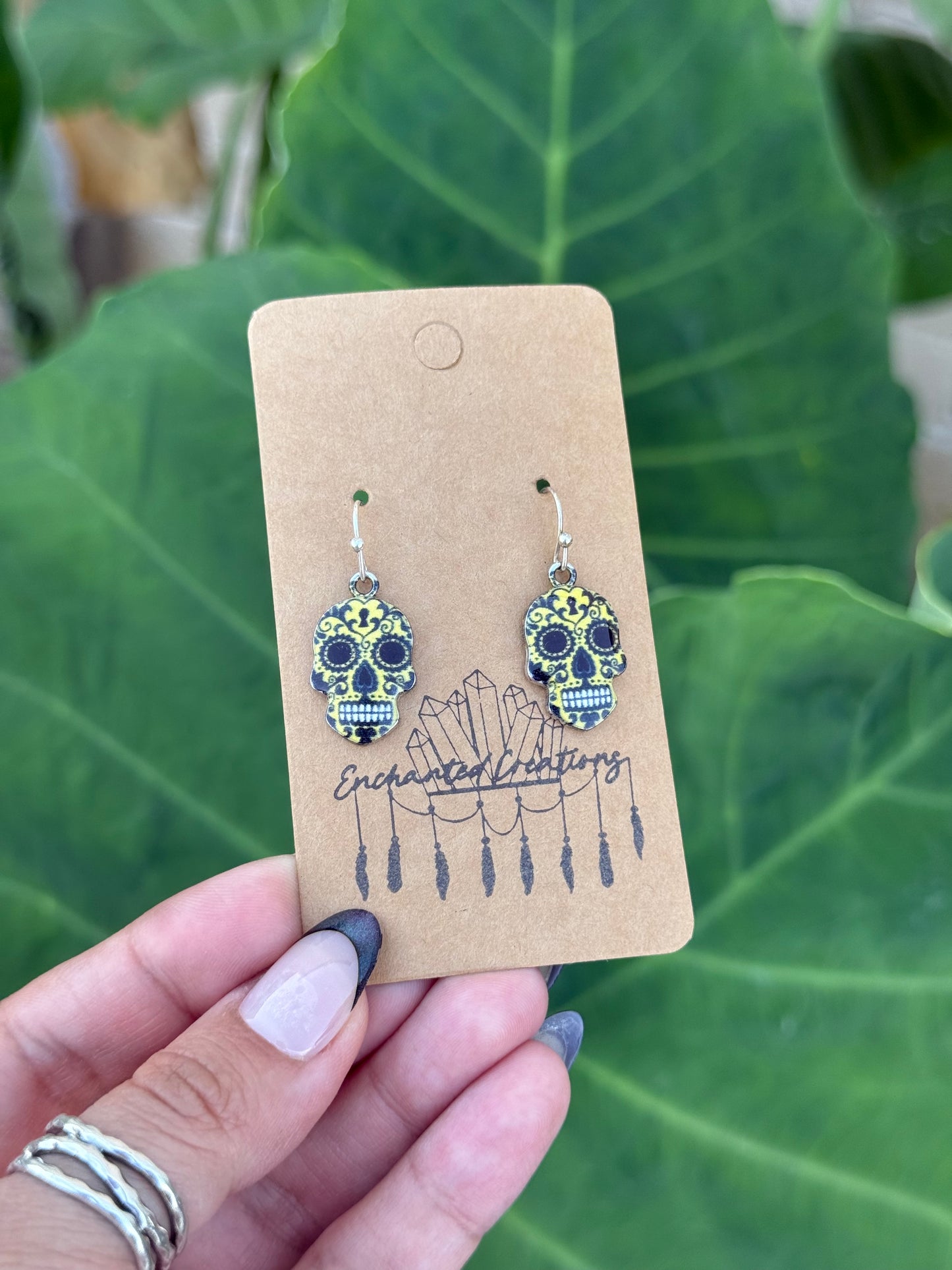 Día de Los Muertos Sugar Skull Dangle Earrings