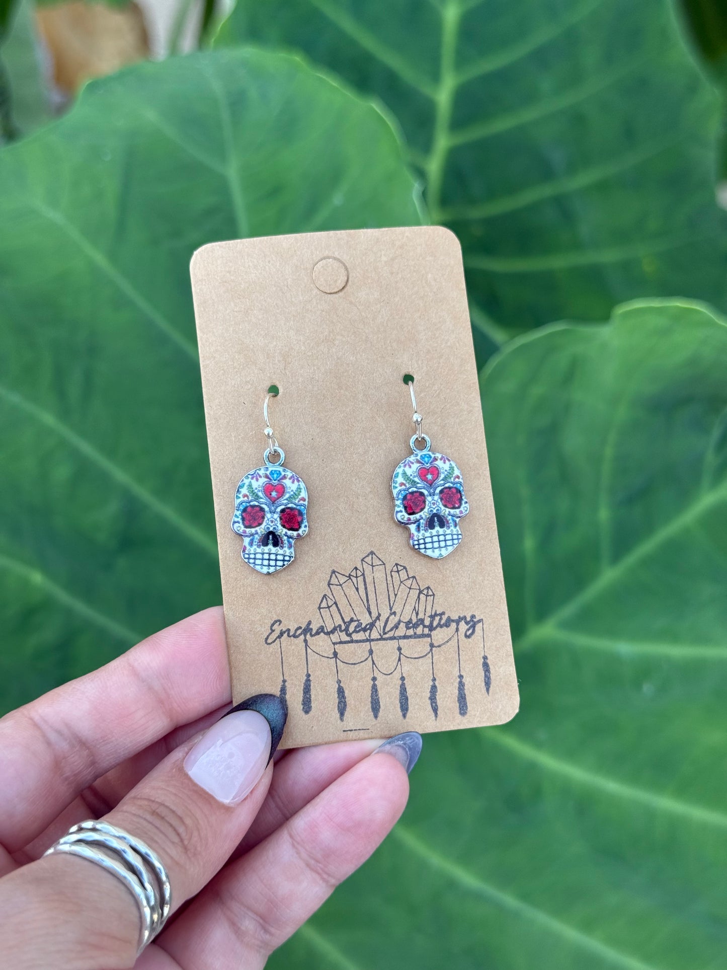 Día de Los Muertos Sugar Skull Dangle Earrings