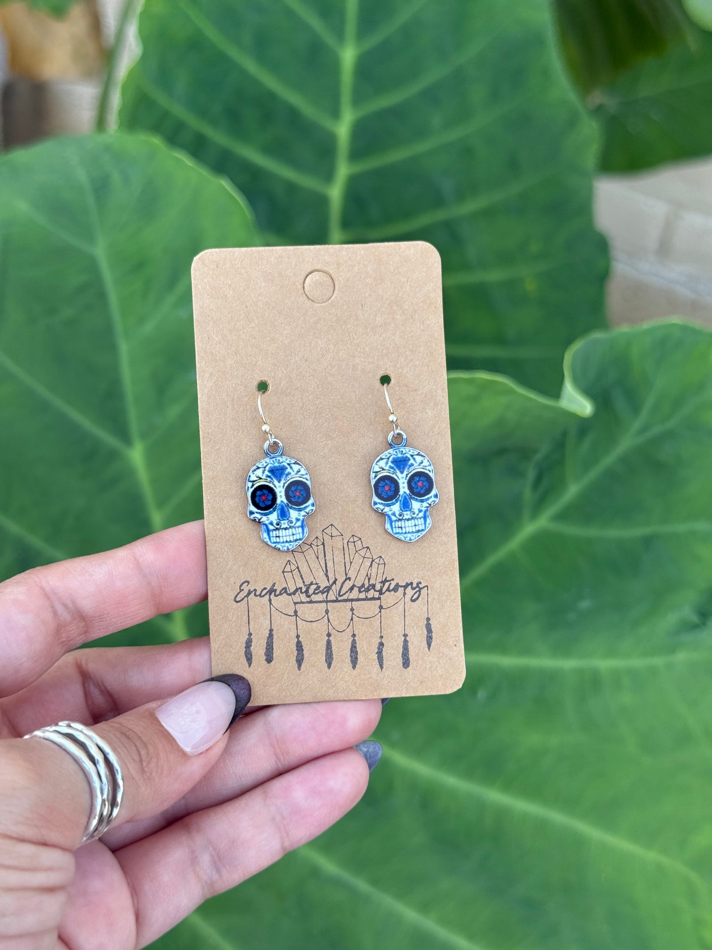 Día de Los Muertos Sugar Skull Dangle Earrings