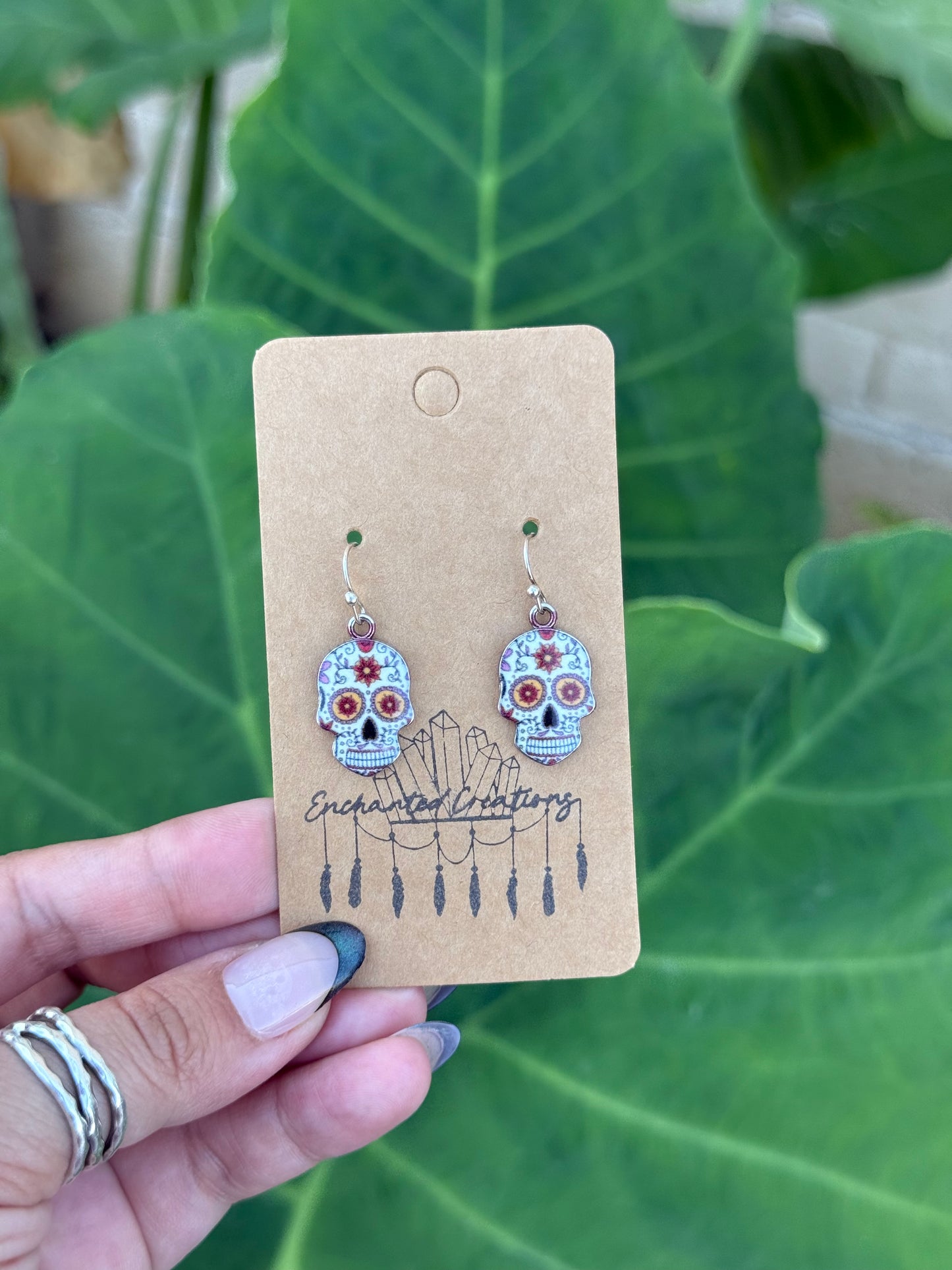 Día de Los Muertos Sugar Skull Dangle Earrings
