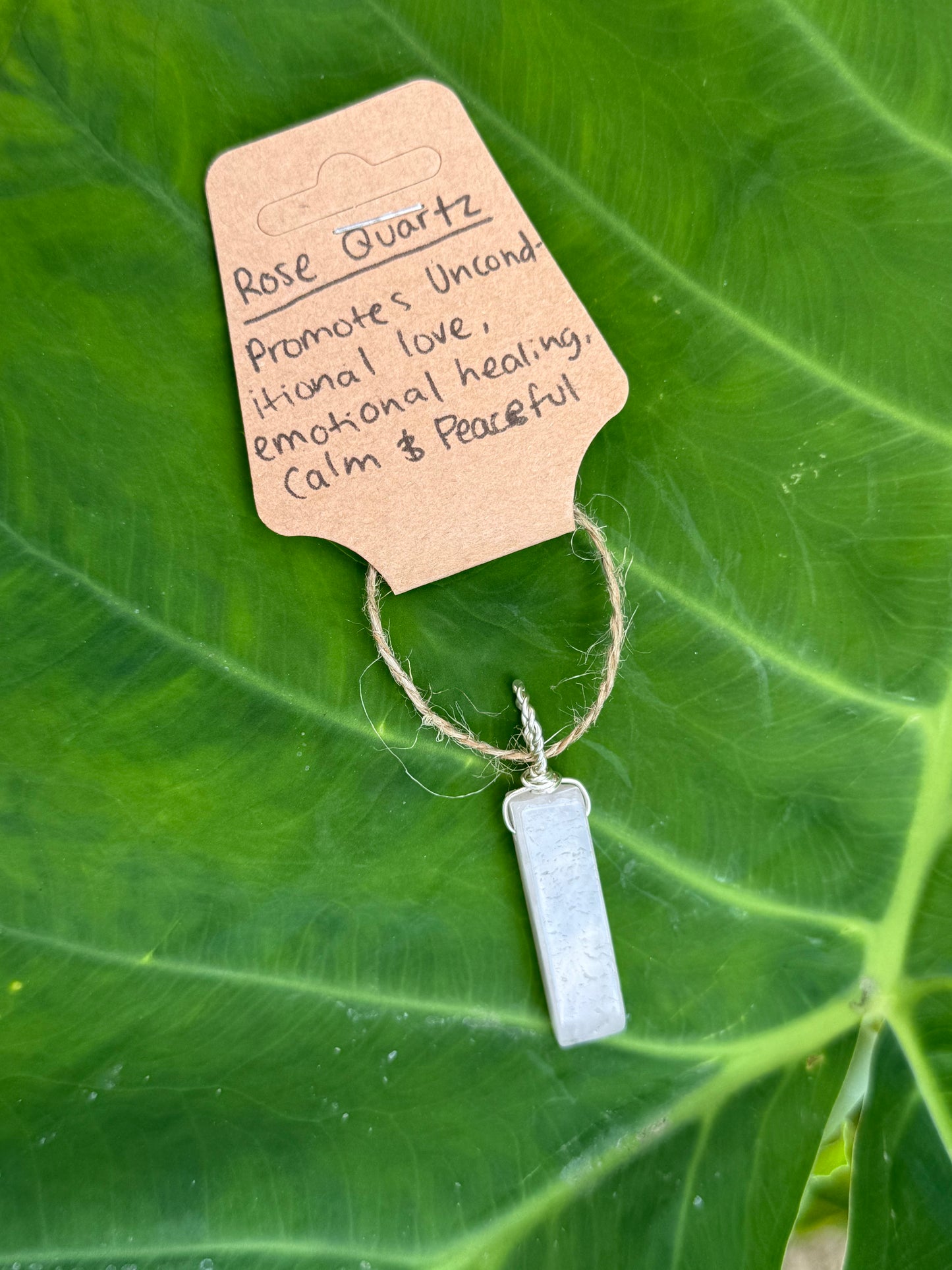Wire Wrapped Rose Quartz Crystal Pendant and Necklace