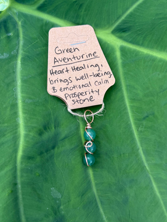 Wire Wrapped Green Aventurine Crystal Pendant and Necklace